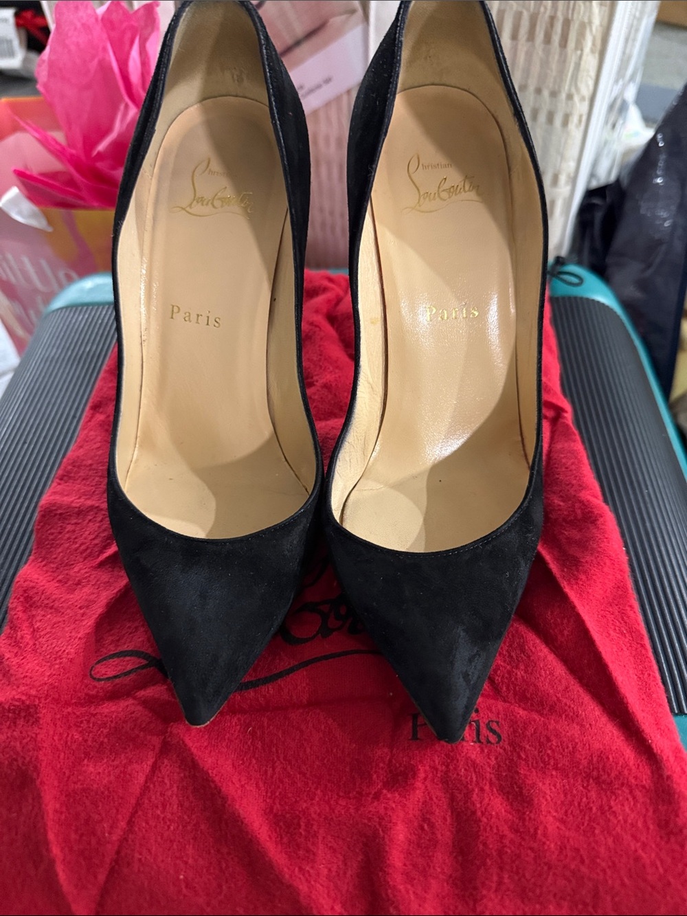 Christian Louboutin Black Suede Pointed Pumps